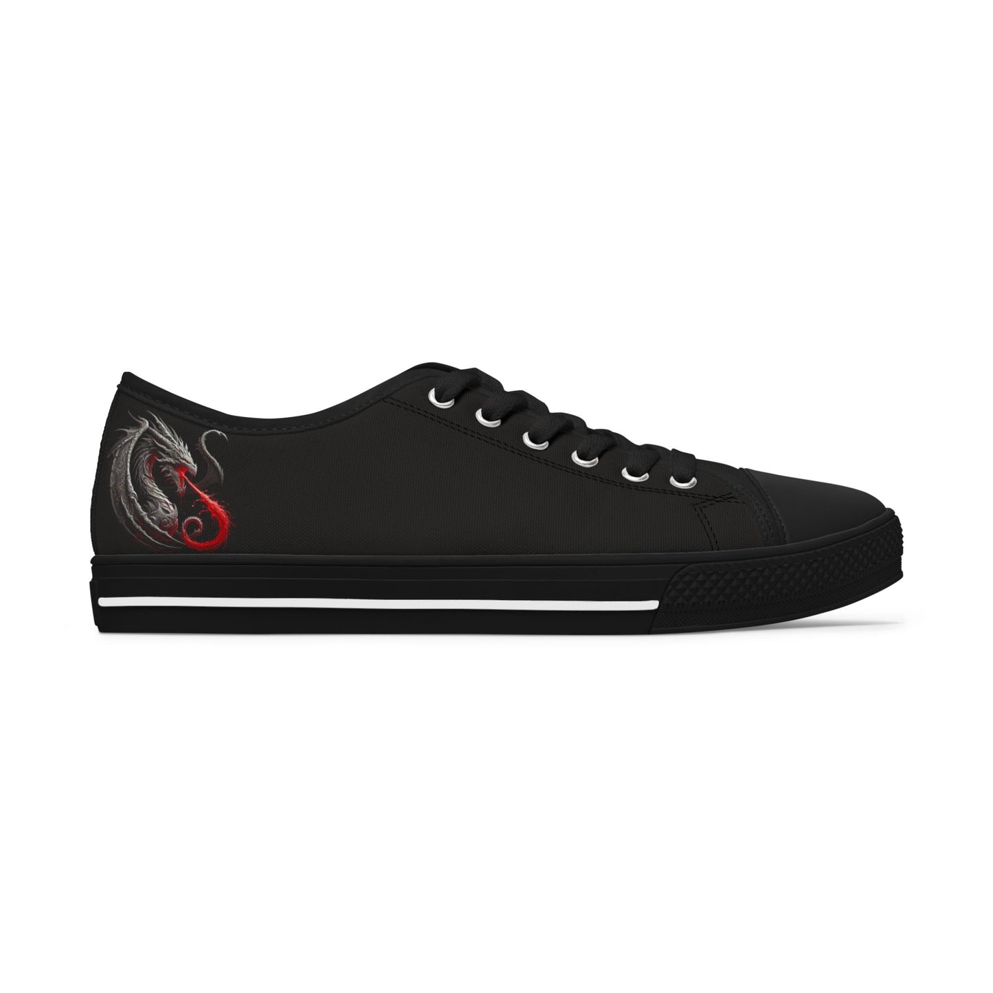Low Top Sneakers — Black Dragon Wing Accent
