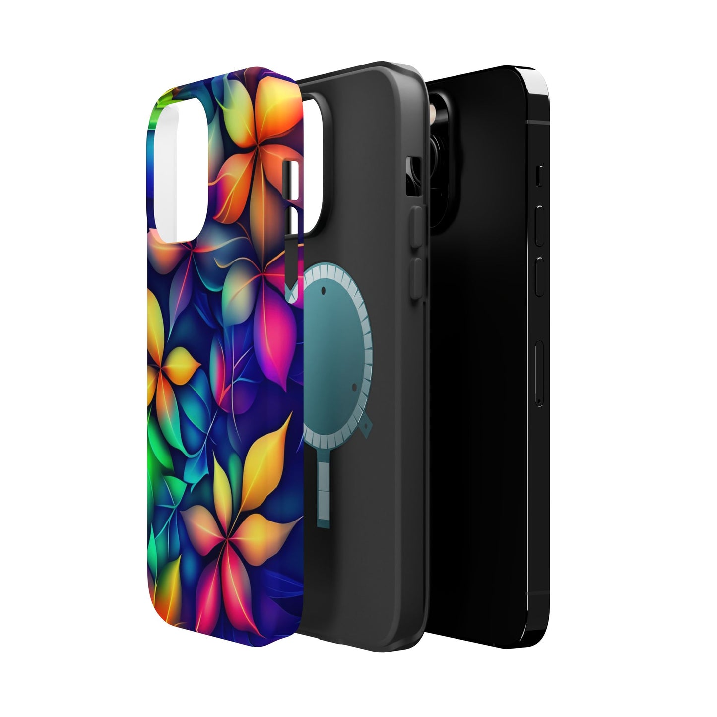 Floral Prism Magnetic Impact-Resistant Phone Case — Colorful Gradient Petal Design