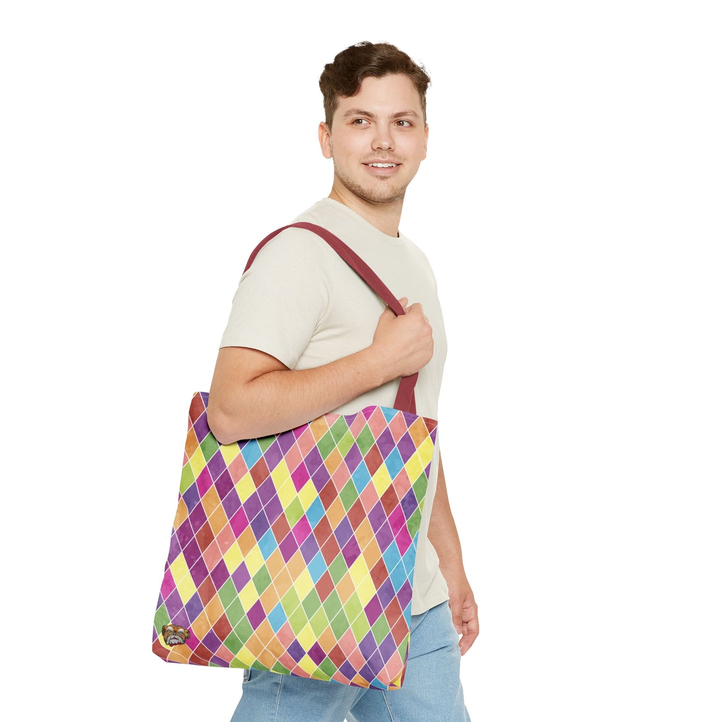 Colorful Geometric Tote Bag, Funky Shoulder Bag, Eco-Friendly Shopping Tote, Stylish Beach Bag, Art-Inspired Everyday Bag