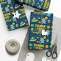 Gift Wrap Paper - 'Thank You' Space Party Pattern (Blue)