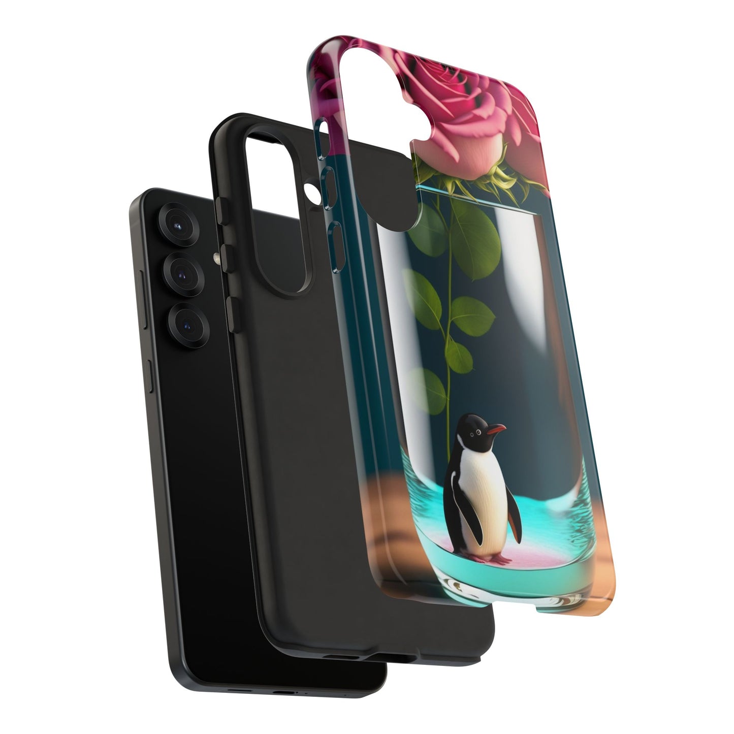 Penguin in a Glass Floral Tough Phone Case — Cute Protective Phone Cover