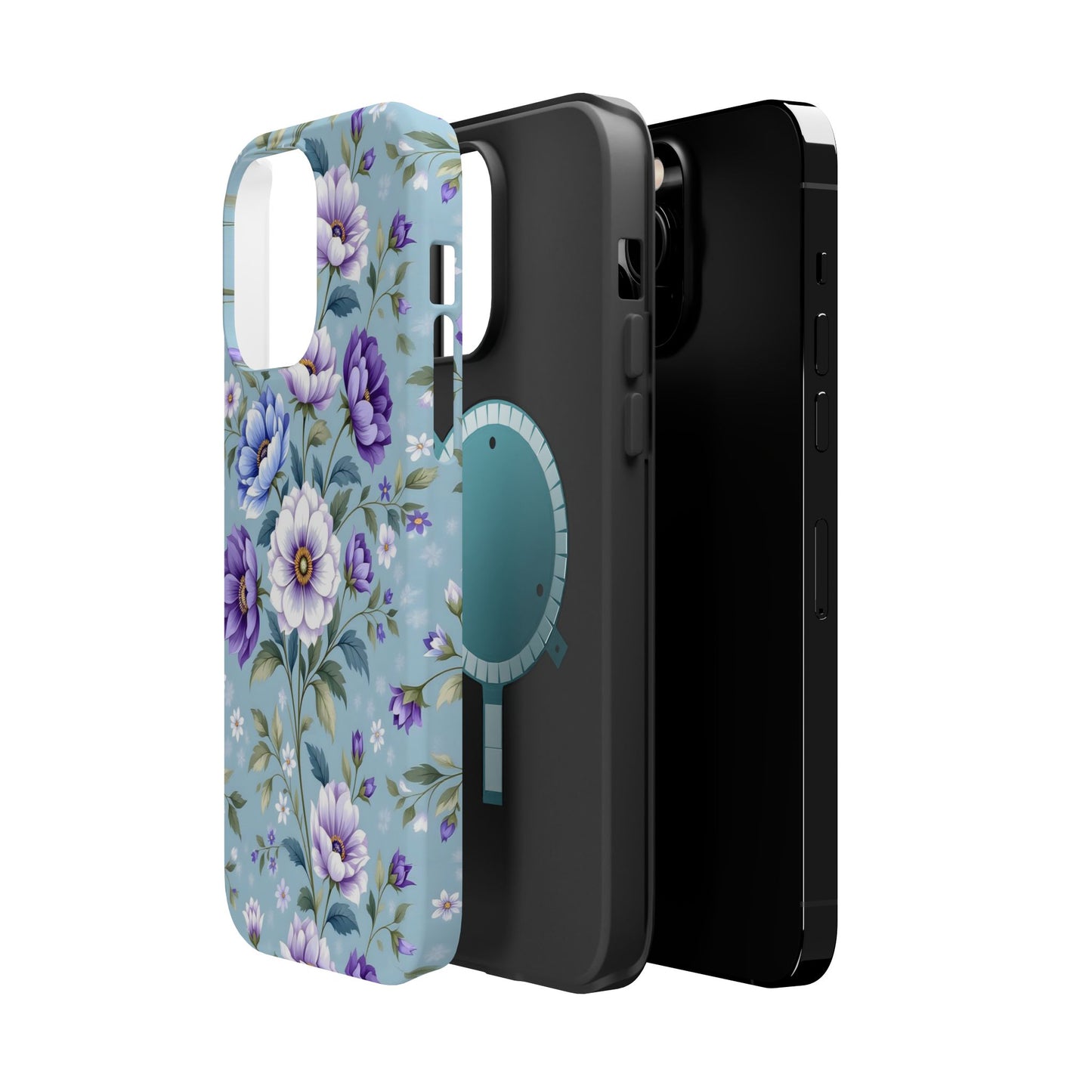 Floral Purple Peony Phone Case — Magnetic Impact‑Resistant Protective Cover