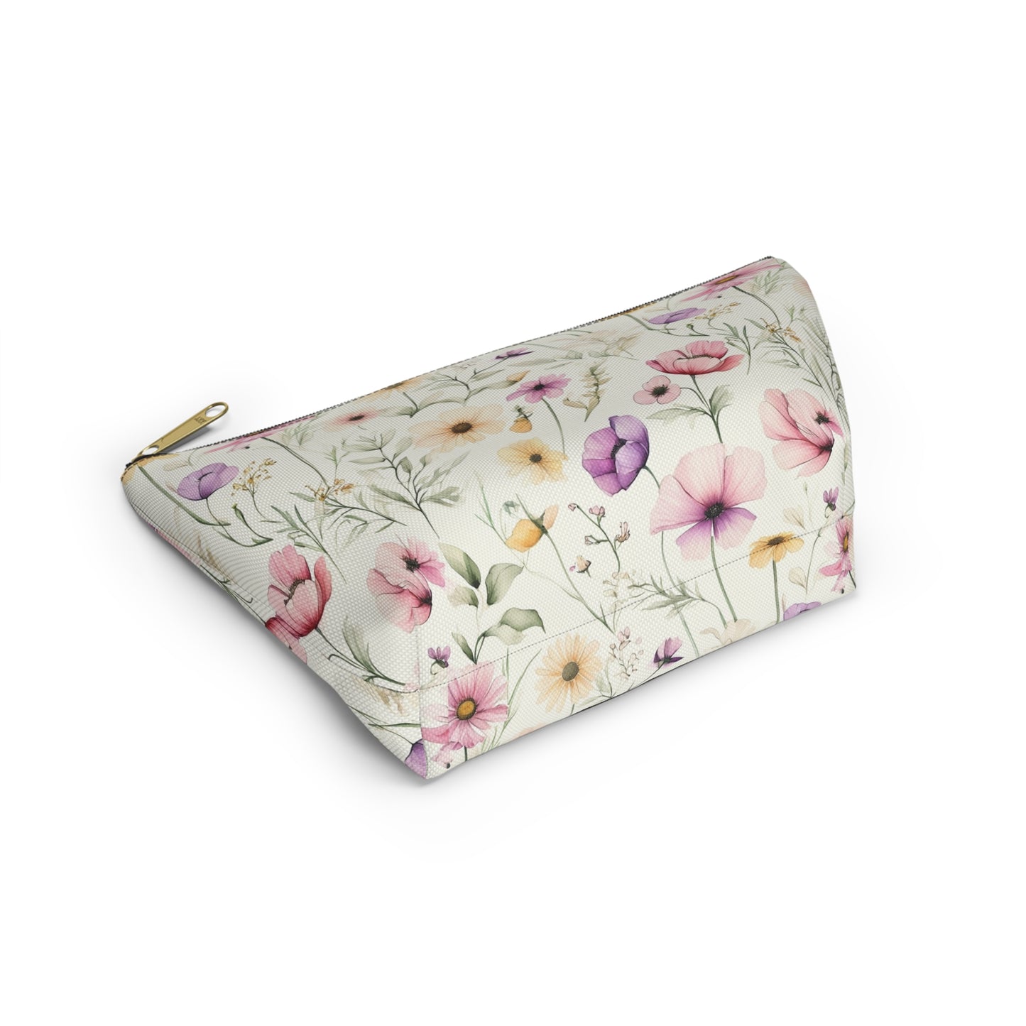 Floral Spring Makeup Pouch — Watercolor Wildflower Accessory Bag