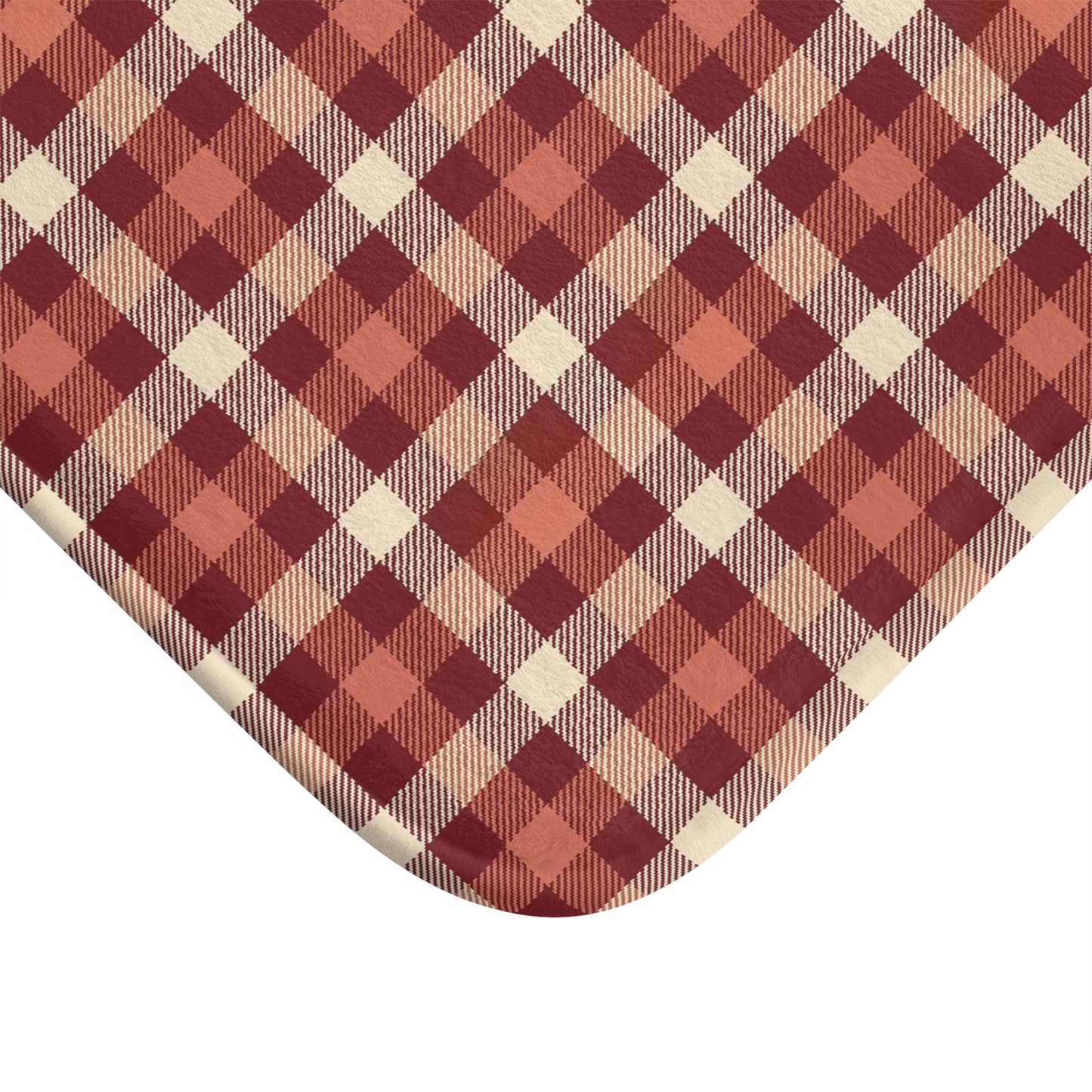 Cozy Rustic Plaid Bath Mat - Farmhouse Bathroom Decor, Non-Slip Shower Rug, Home Gift, Gingham Print, Country Style