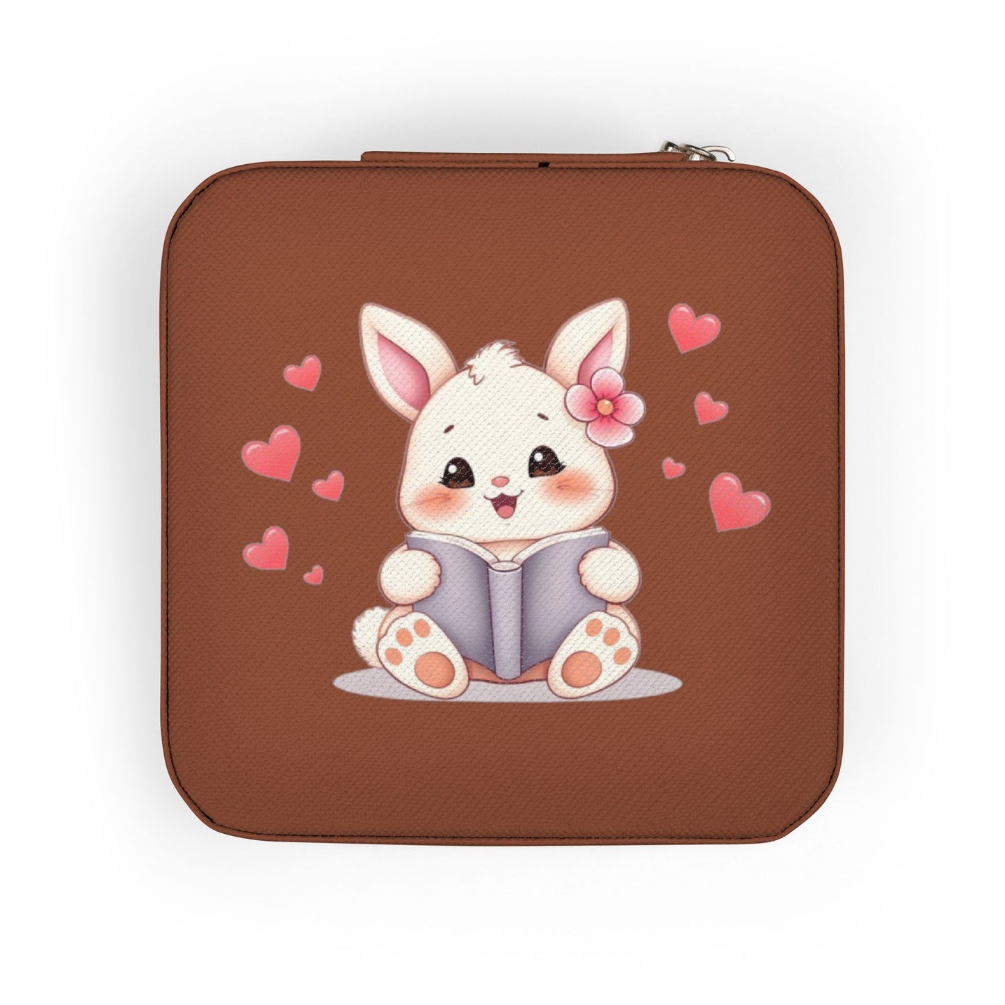 Travel Jewelry Case — Cute Bunny Heart Compact Organizer for Rings, Earrings & Necklaces