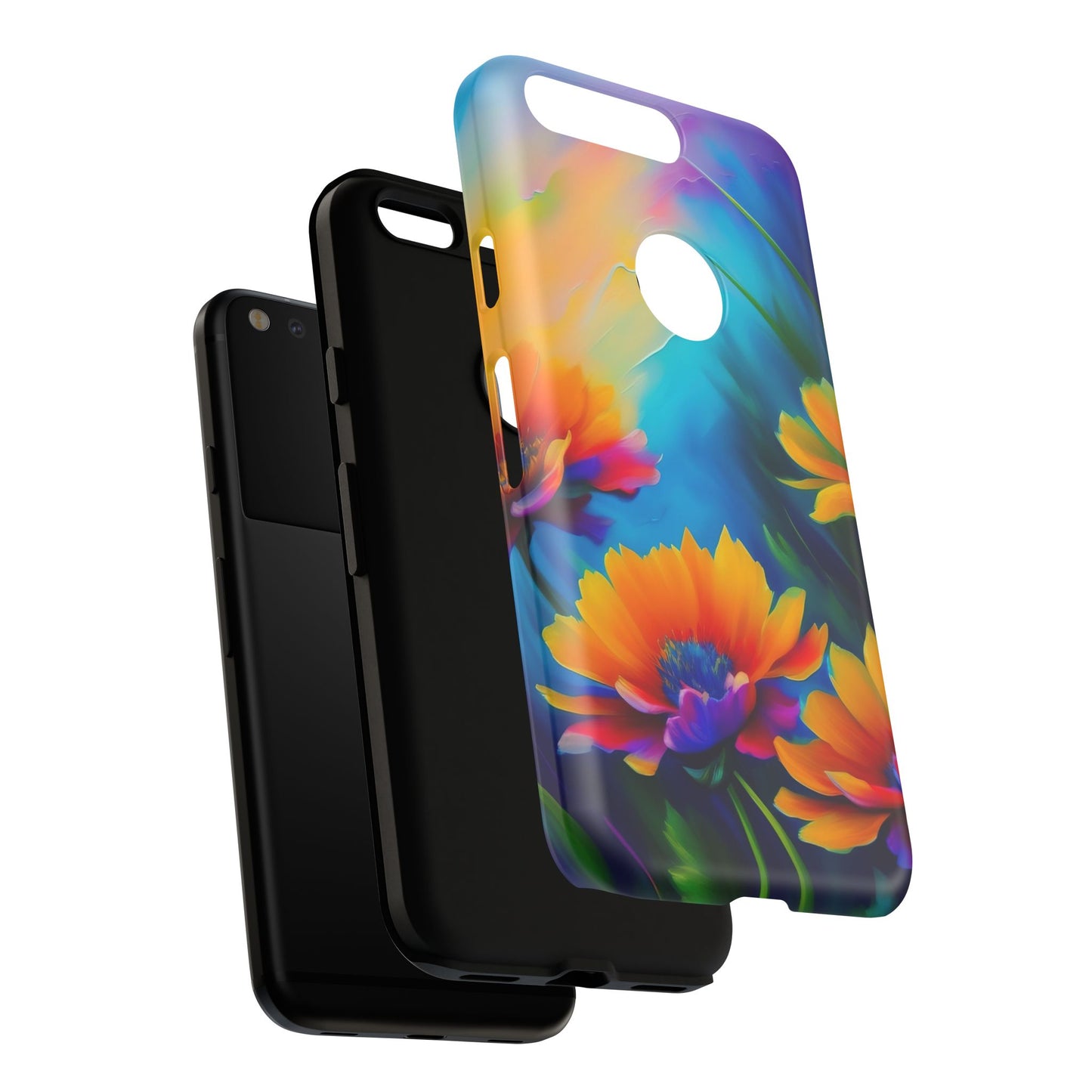 Floral Sunset Tough Phone Case — Vibrant Watercolor Flowers Protective Cover
