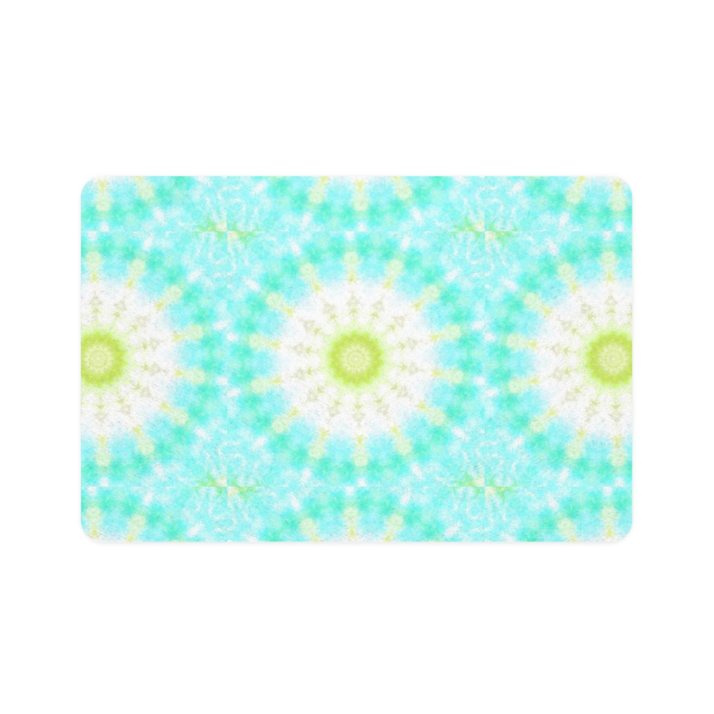 Aqua Tie-Dye Pet Food Mat (12x18) — Waterproof Cat & Dog Placemat