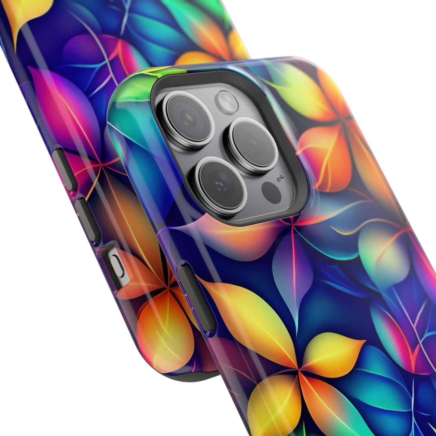 Floral Prism Magnetic Impact-Resistant Phone Case — Colorful Gradient Petal Design