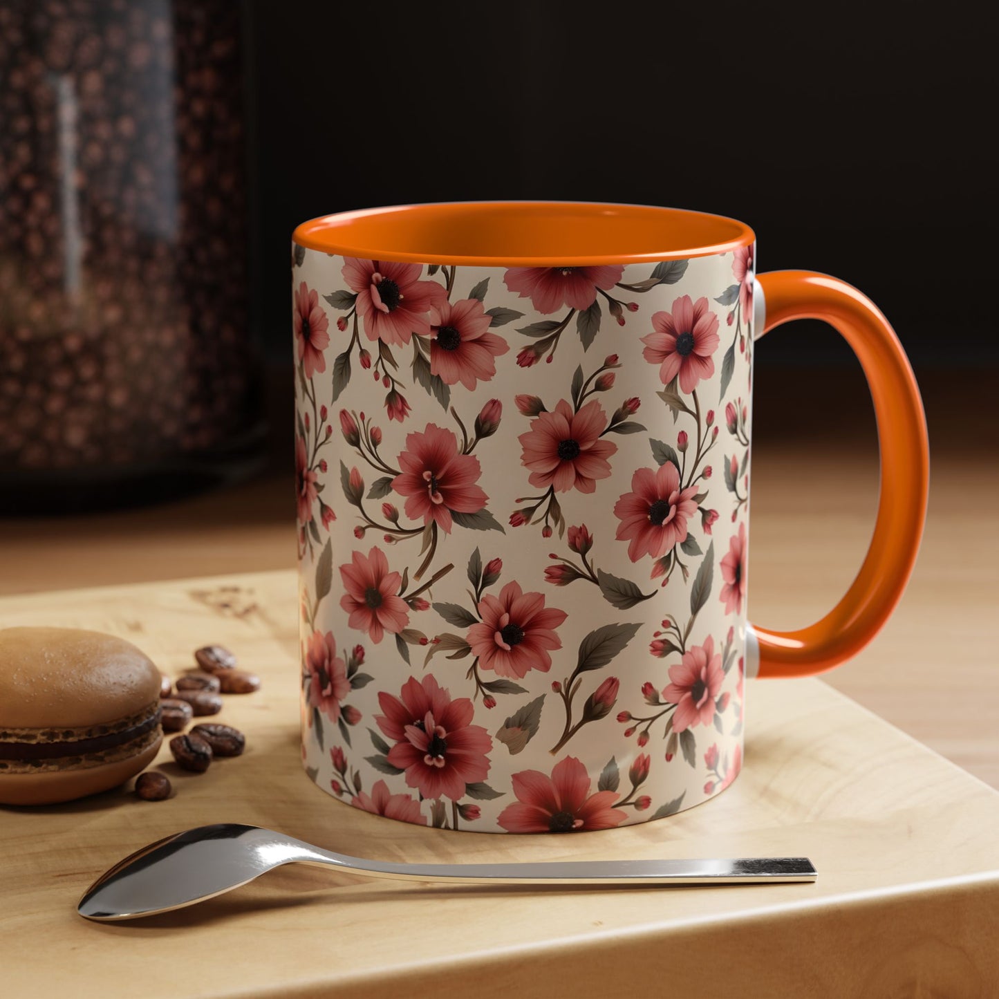 Floral Accent Coffee Mug, Cute Gift for Her, Coffee Lover's Mug, Mother's Day Gift, Housewarming Tea Mug