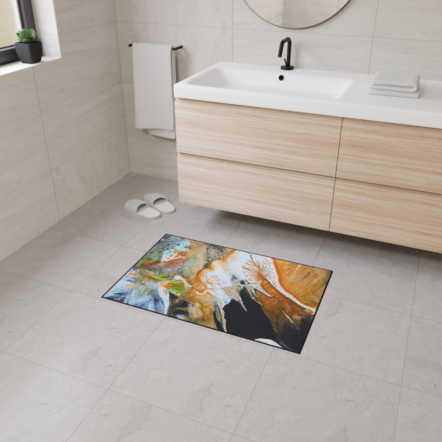 Abstract Amber Splash Heavy Duty Floor Mat