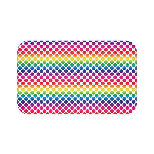 Vibrant Rainbow Bath Mat - Colorful Dot Design for Bathroom Decor, LGBTQ+ Pride, Home Gift, Fun Oasis