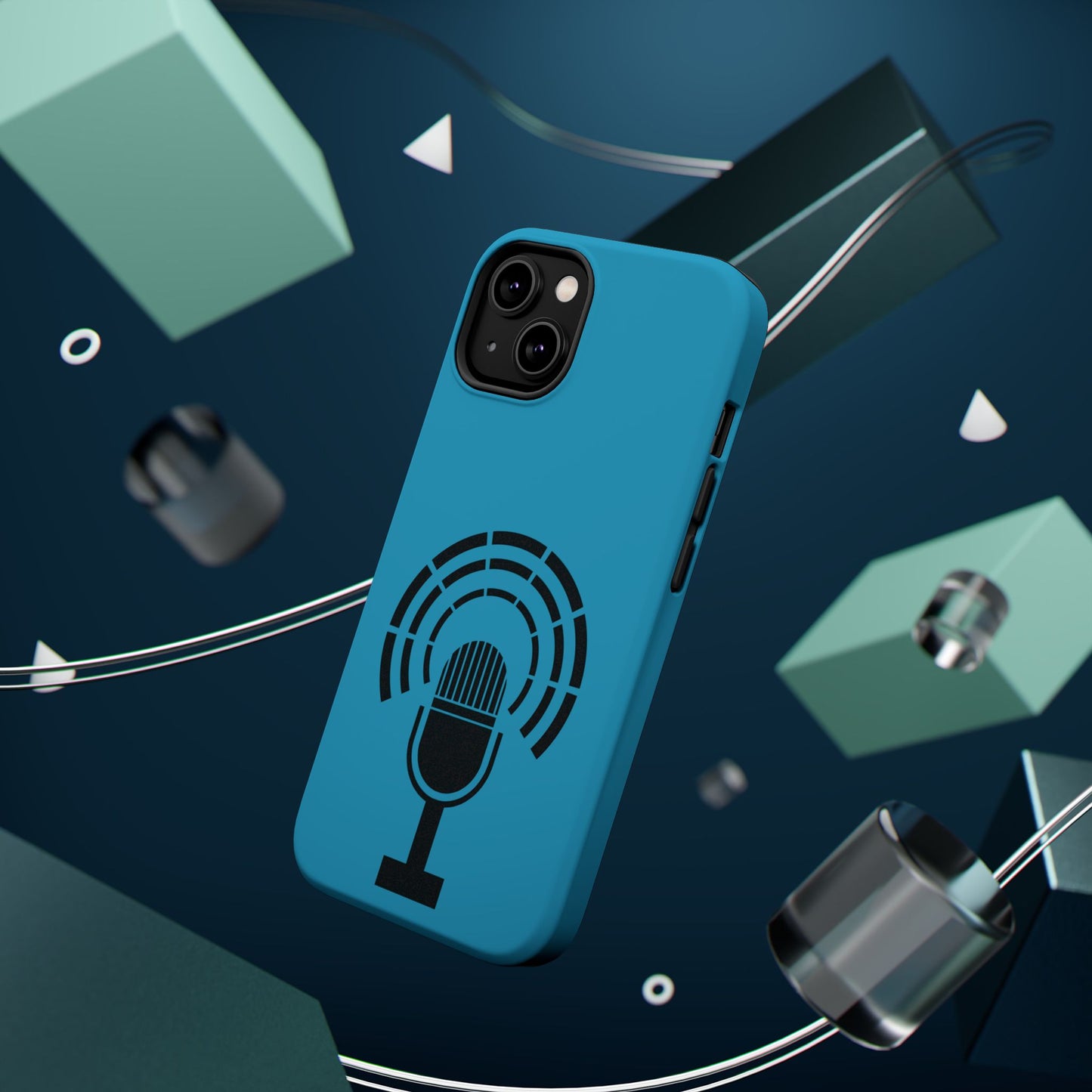 Phone Case — Retro Microphone Podcast Design, Magnetic Impact-Resistant