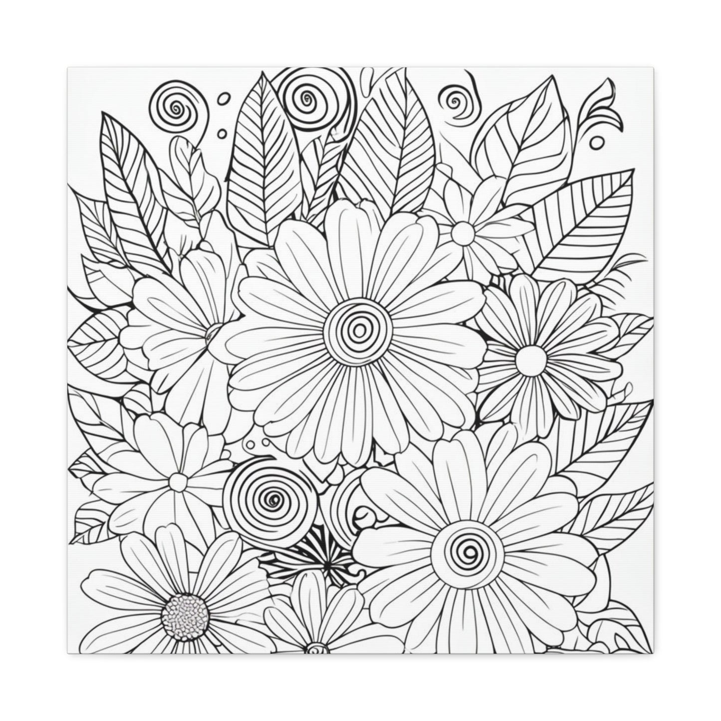 COLOR IT YOURSELF Floral Doodle Canvas Art — Black & White Bouquet Stretched Canvas