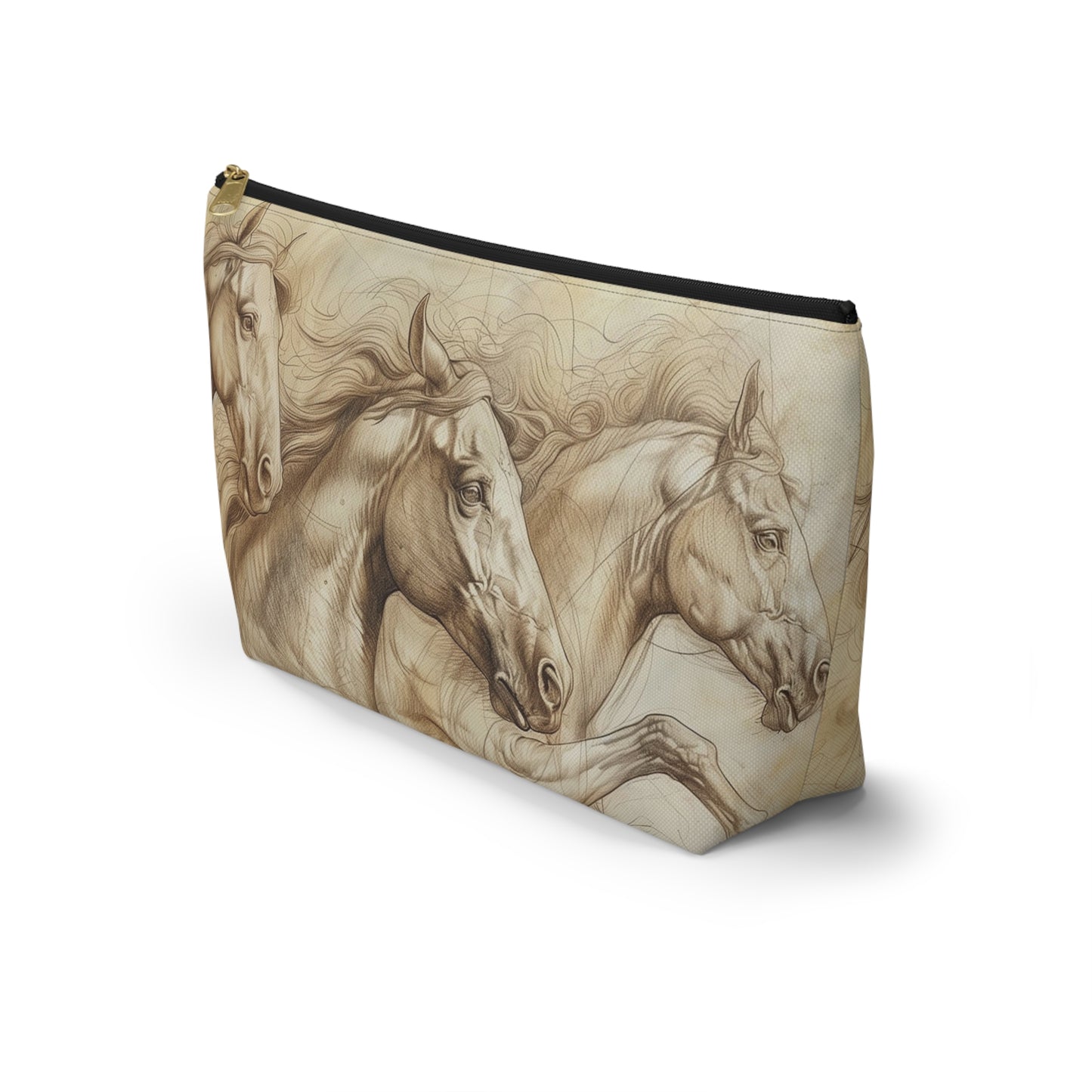 Horse Run Accessory Pouch — Equestrian Makeup & Travel T-Bottom Bag