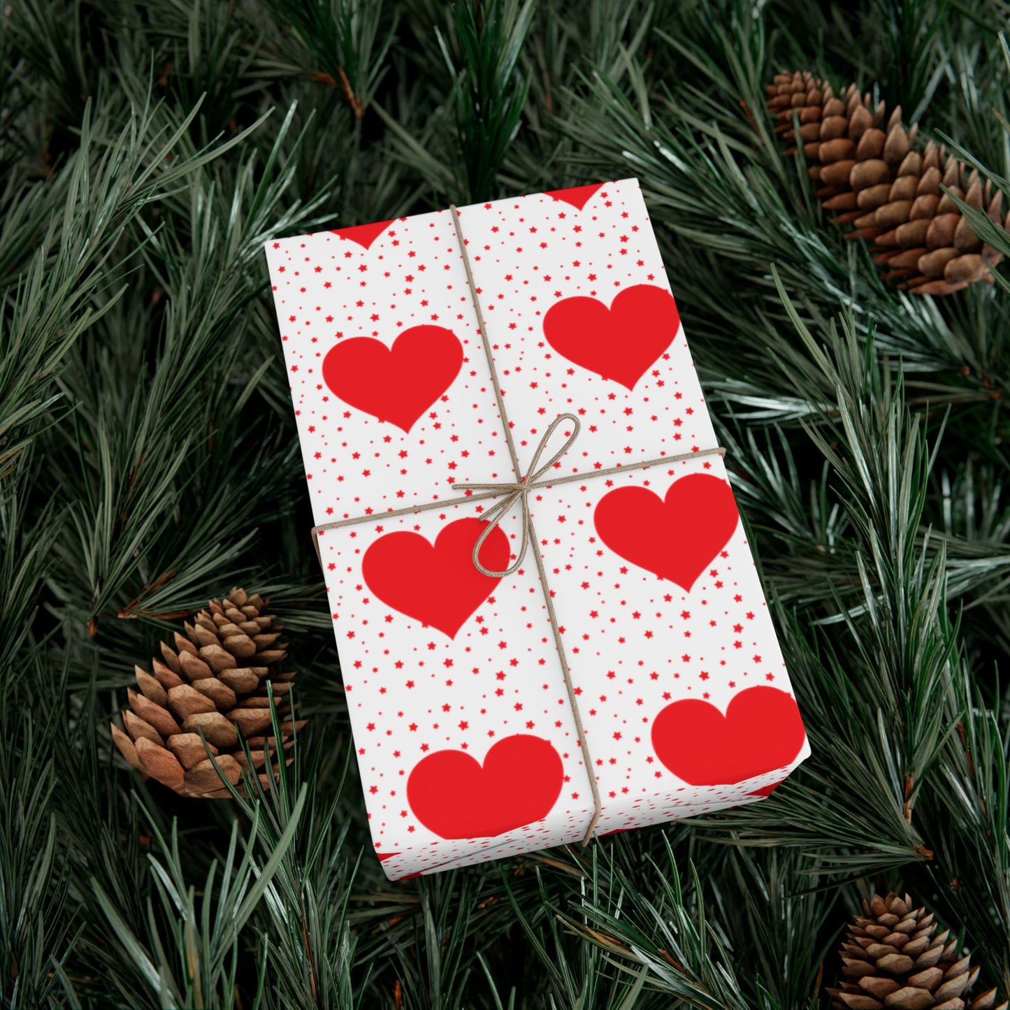 Heart Pattern Gift Wrap Paper — Red Hearts on White for Valentine’s Day & Romantic Gifts