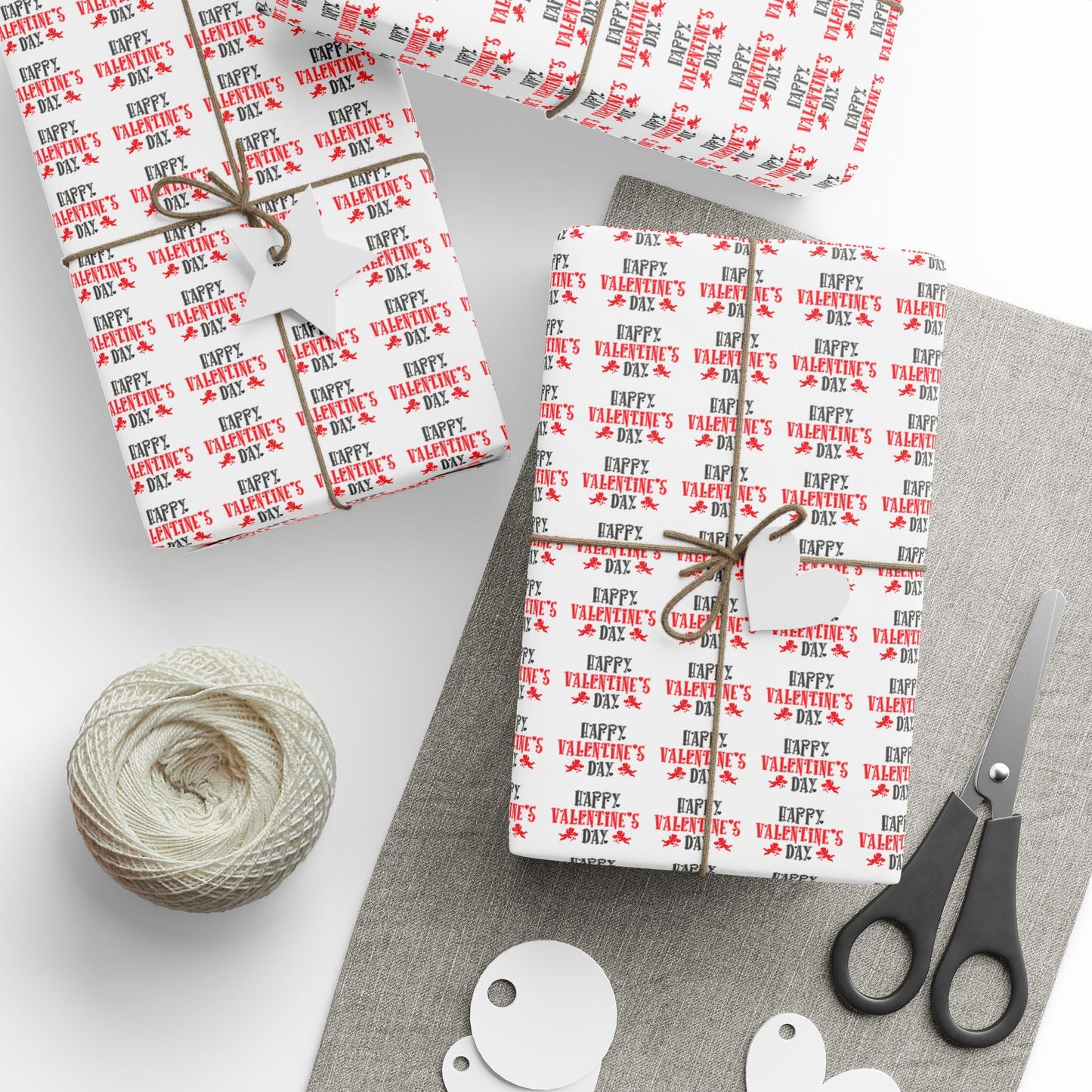 Wrapping Paper Roll — Festive "Happy Valentine's Day" Red & Black Pattern