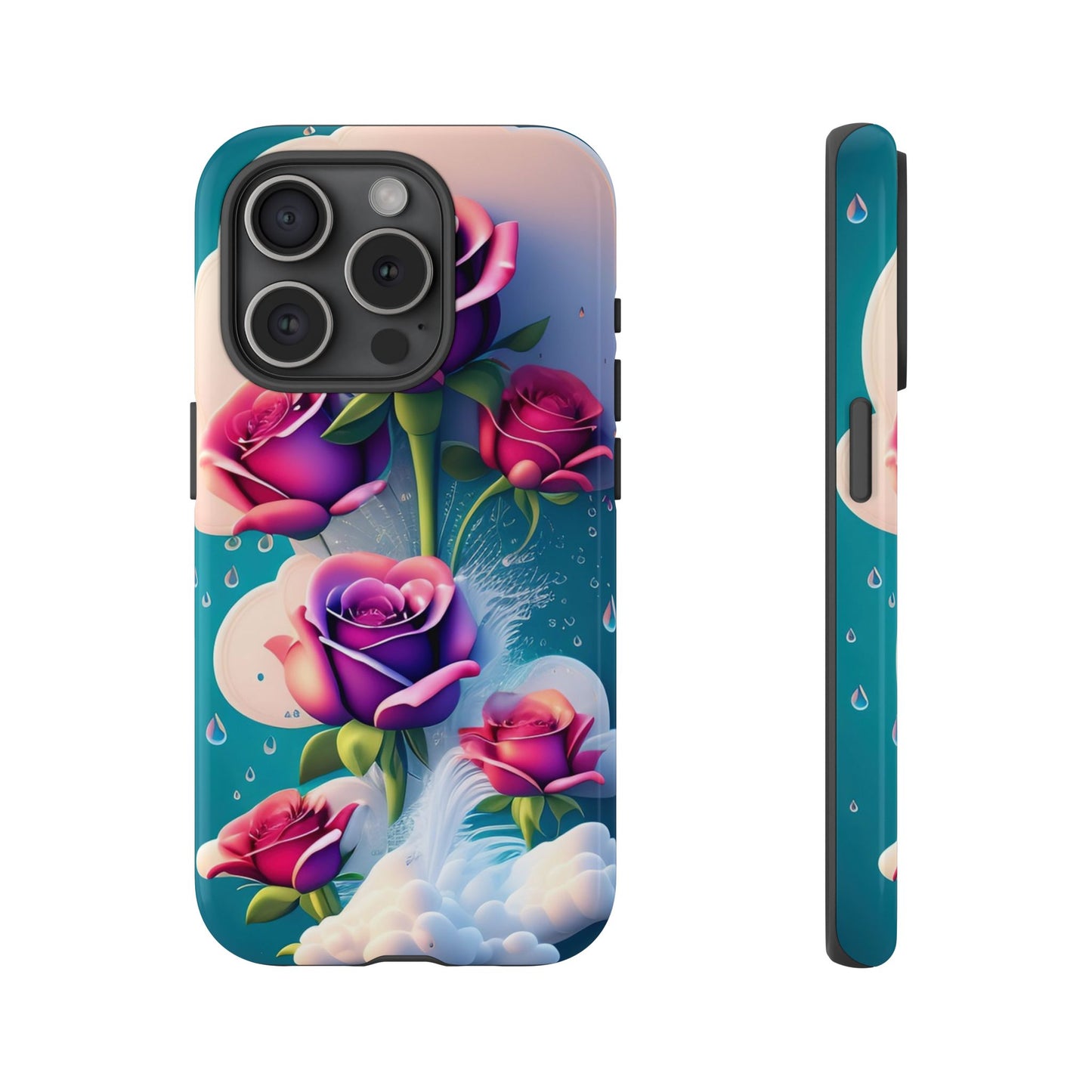 Floral Dream Tough Phone Case — Rose Bouquet Clouds Design