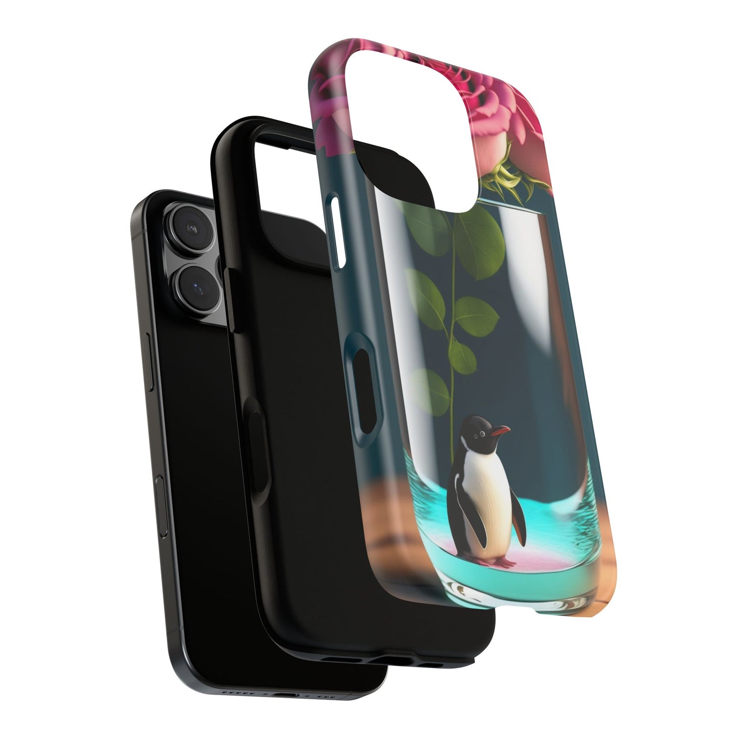 Penguin in a Glass Floral Tough Phone Case — Cute Protective Phone Cover
