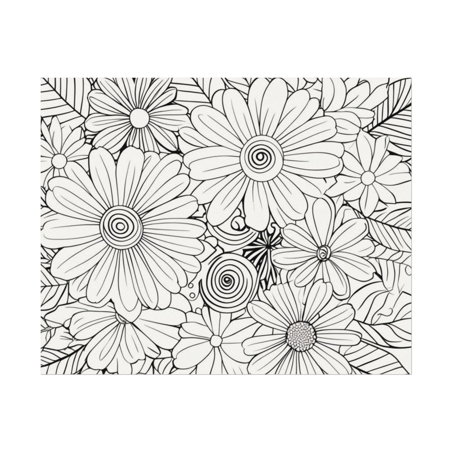 COLOR IT YOURSELF Floral Line Art Poster — Textured Matte Print