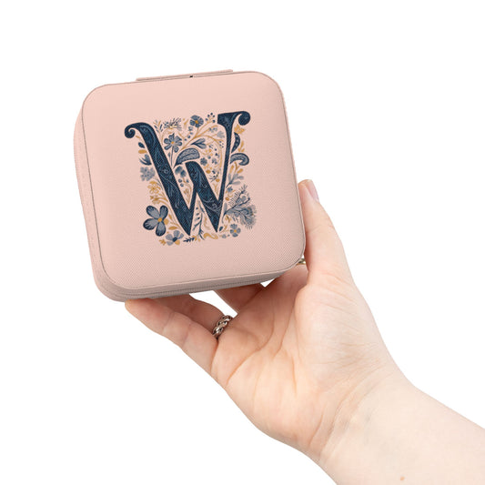 Personalized Monogram Jewelry Travel Case – Compact Pink W Organizer Box