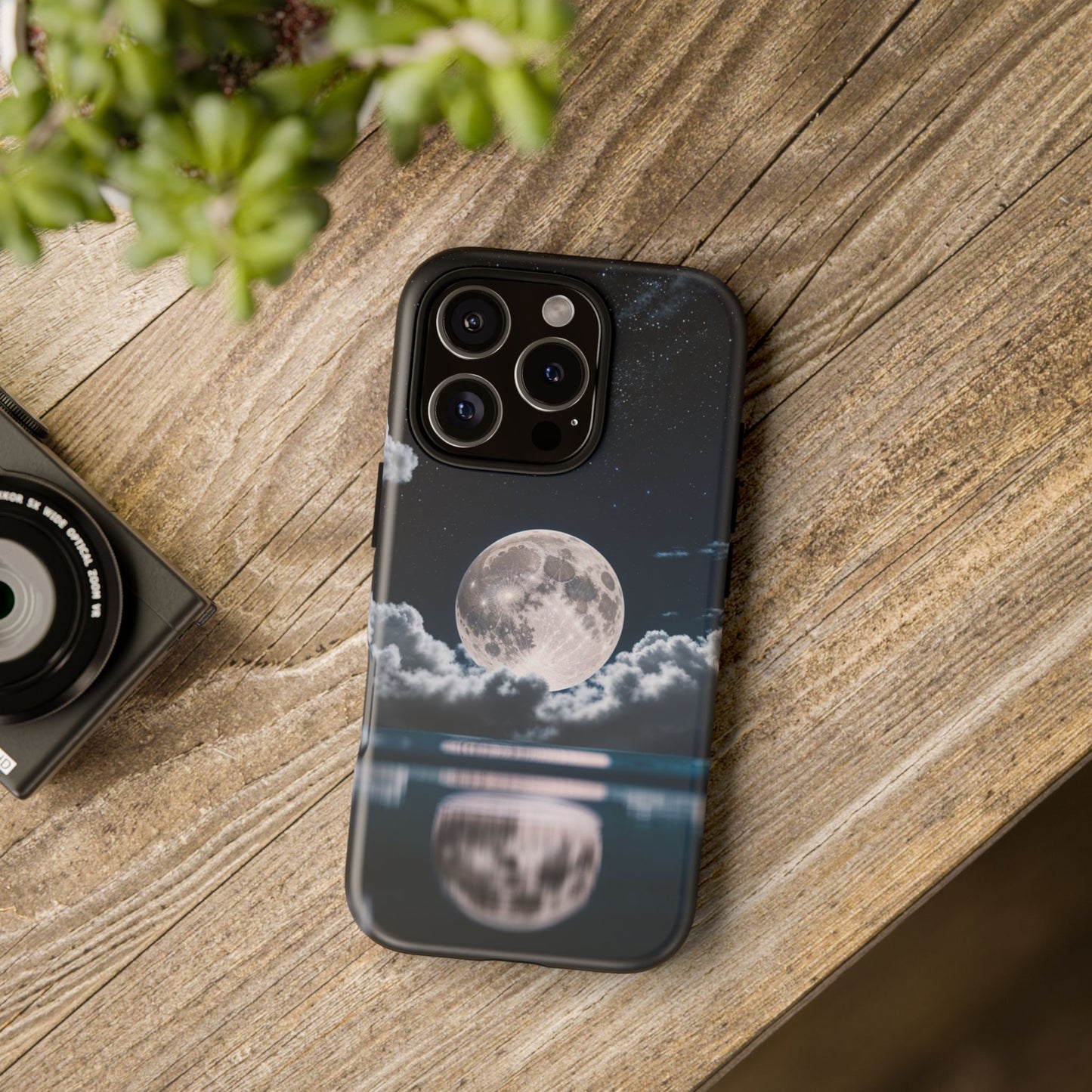 Moonlit Reflection Phone Case — Night Sky Moon & Clouds Tough Case