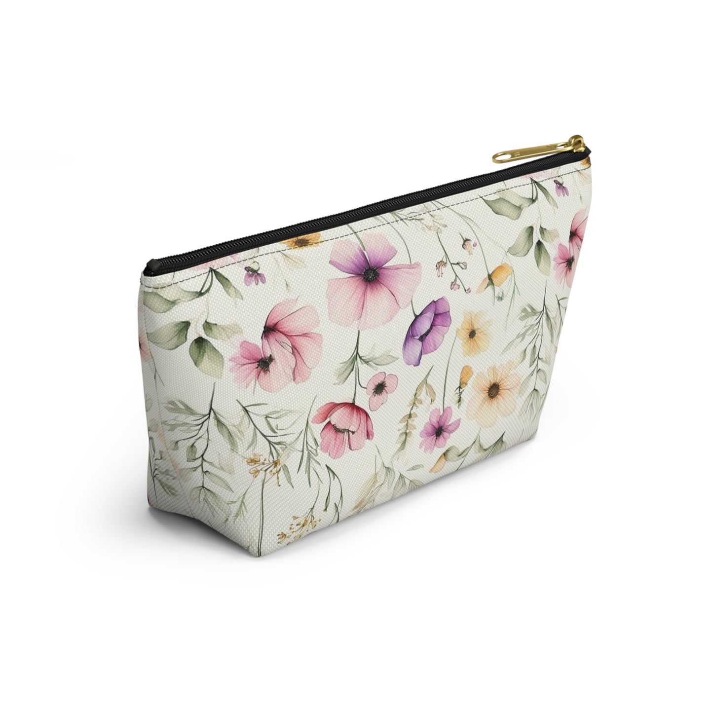 Floral Spring Makeup Pouch — Watercolor Wildflower Accessory Bag