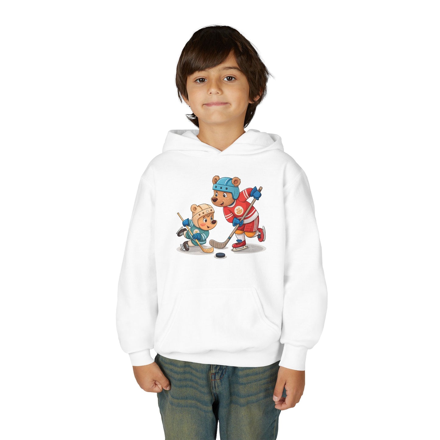 Youth Hockey Hoodie - Cute Kids Ice Hockey Players Pullover (Add Name)