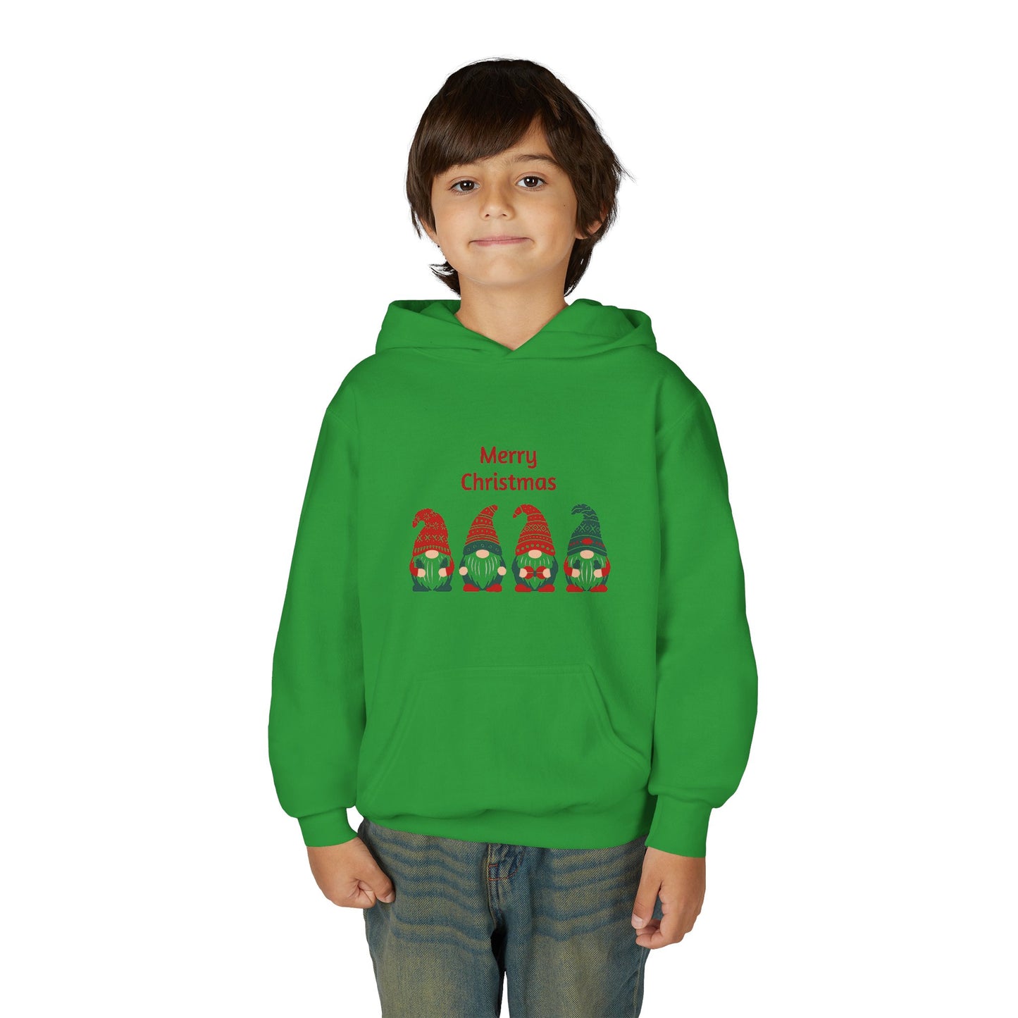 Youth Christmas Gnome Hoodie - "Merry Christmas" Holiday Kids Sweatshirt