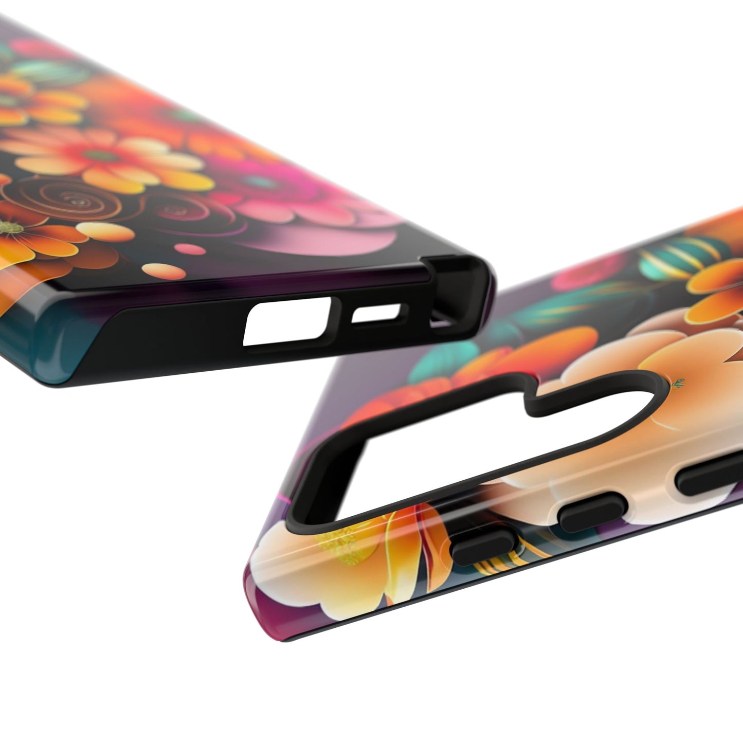 Floral Burst Tough Phone Case — Colorful Retro Flowers Protective Cover