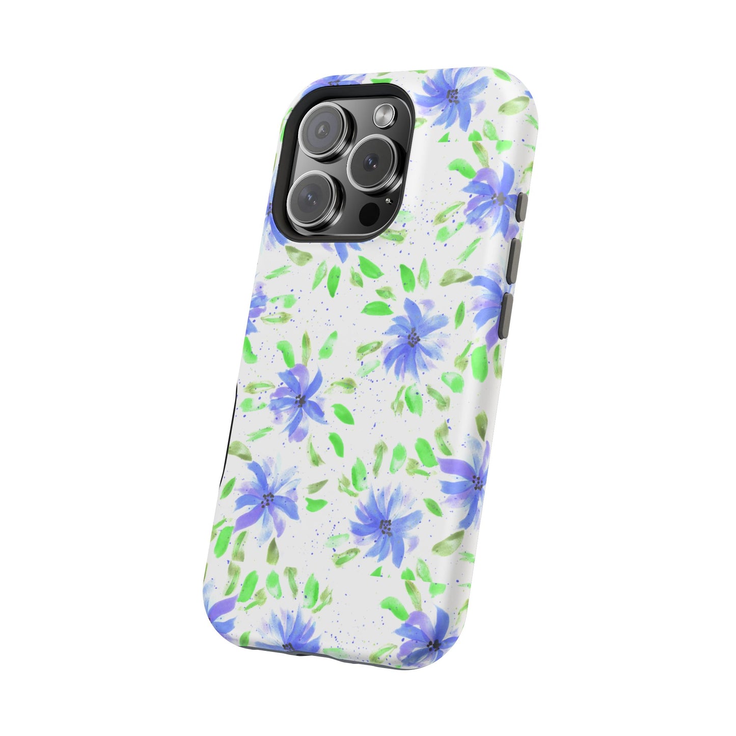 Floral Blue Watercolor Phone Case — Magnetic Impact-Resistant
