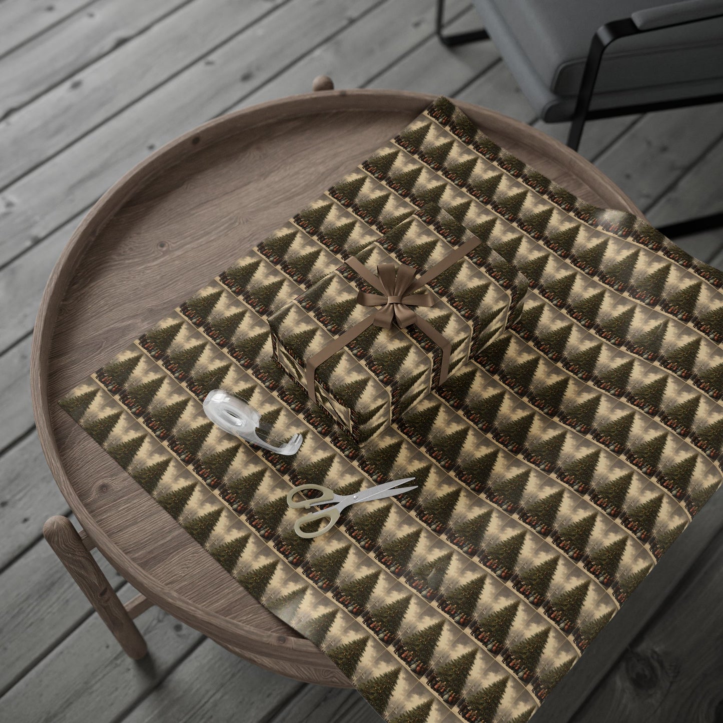 Vintage Christmas Train Wrapping Paper Roll — Classic Holiday Gift Wrap