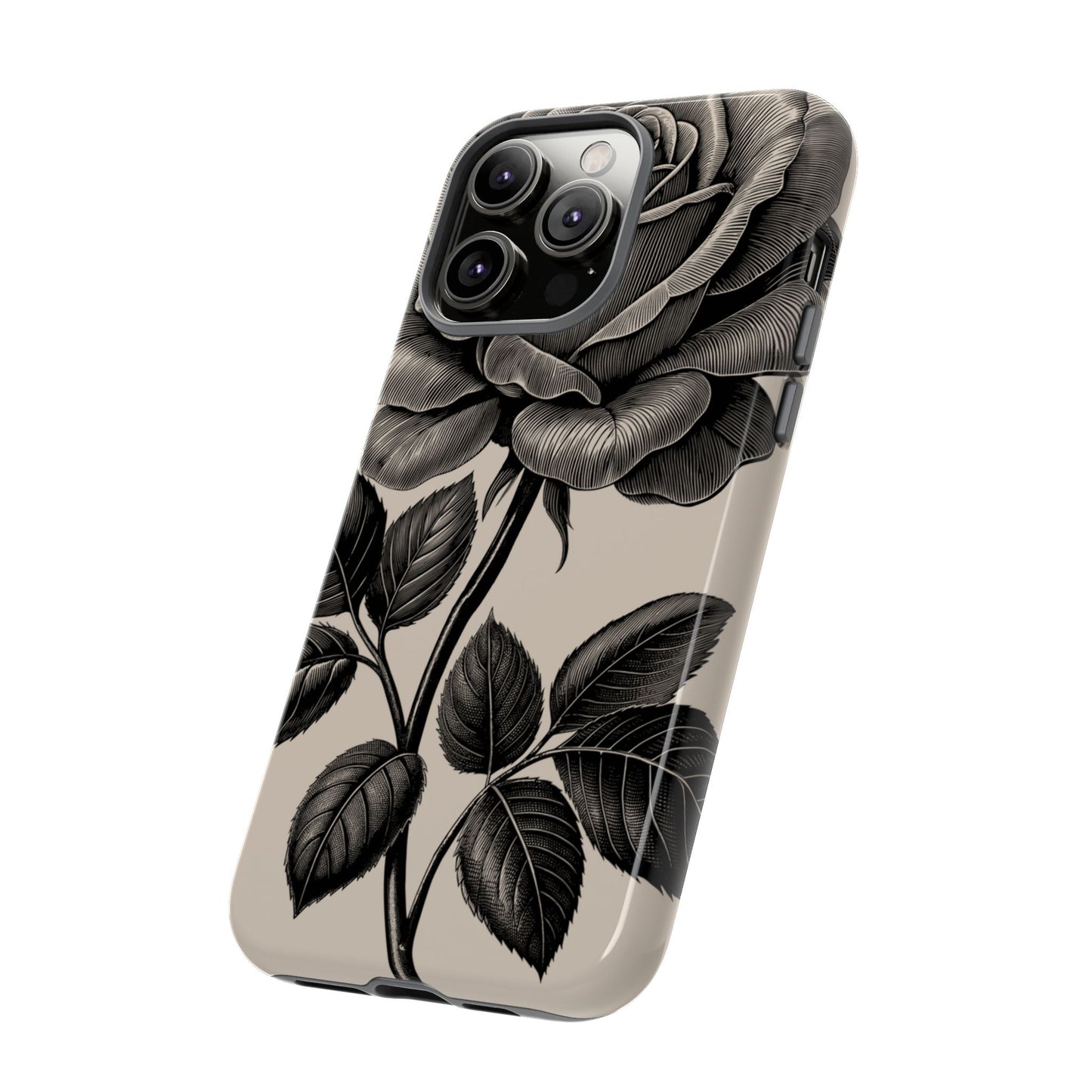 Black Rose Phone Case, Tough Cases with Floral Design, Elegant Tech Accessory, Gift for Flower Lovers, Stylish Protection