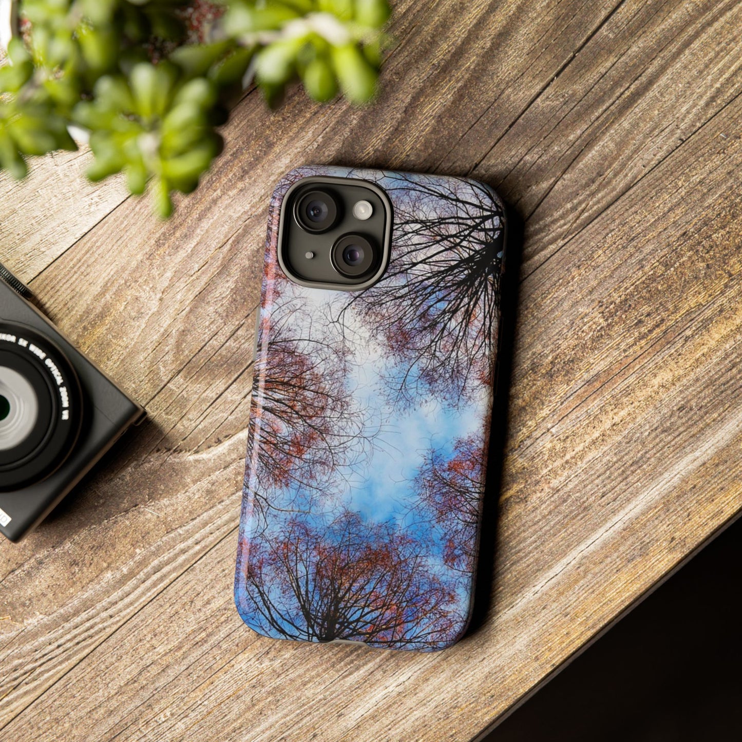 Skyward Trees Phone Case — Nature Forest Canopy Protective Tough Case
