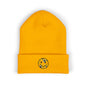 Smiley Daisy Embroidered Beanie — Cute Floral Smile Patch Cuffed Hat