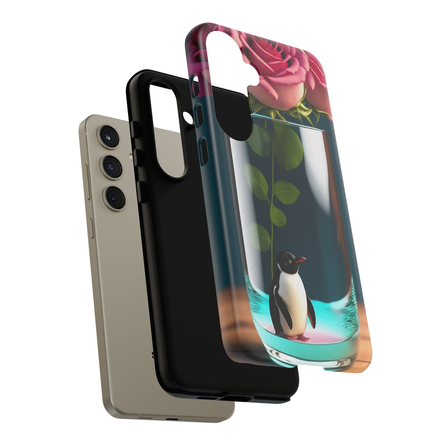 Penguin in a Glass Floral Tough Phone Case — Cute Protective Phone Cover