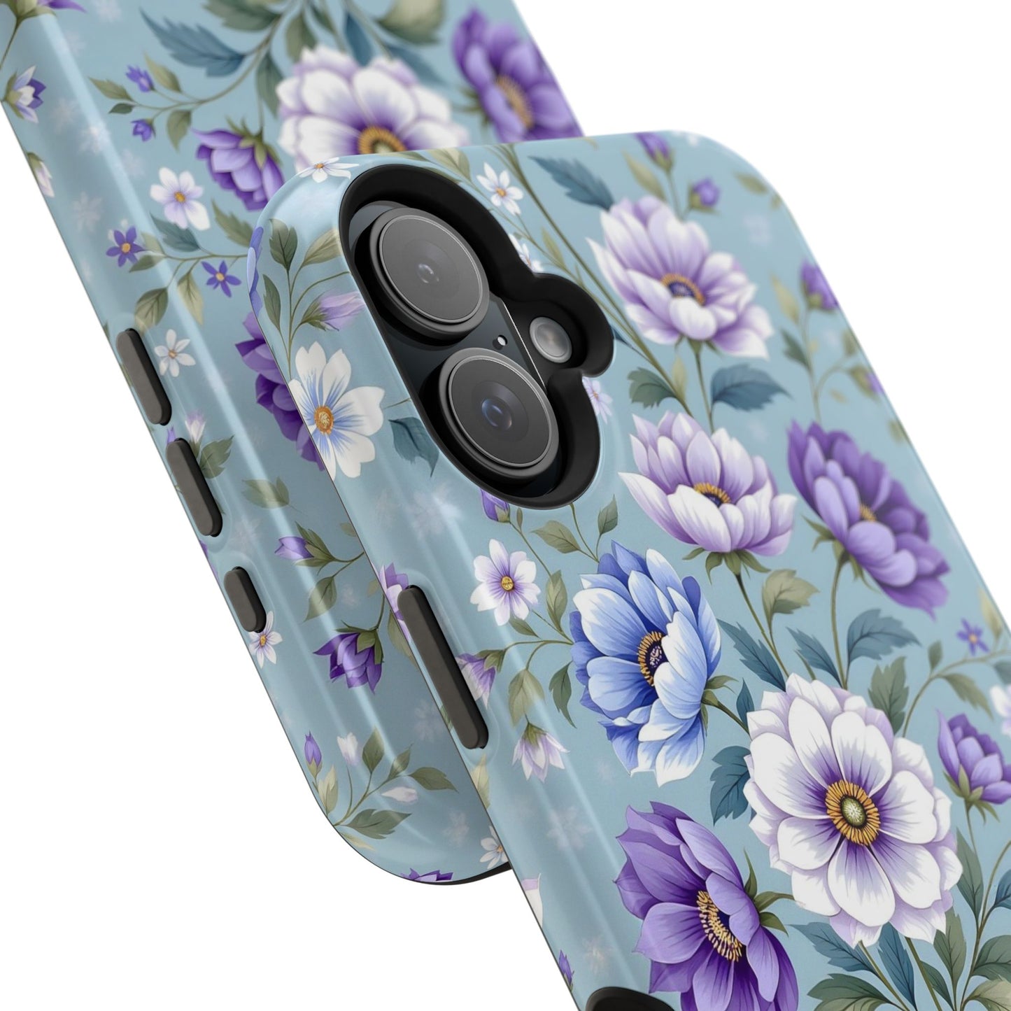 Floral Purple Peony Phone Case — Magnetic Impact‑Resistant Protective Cover