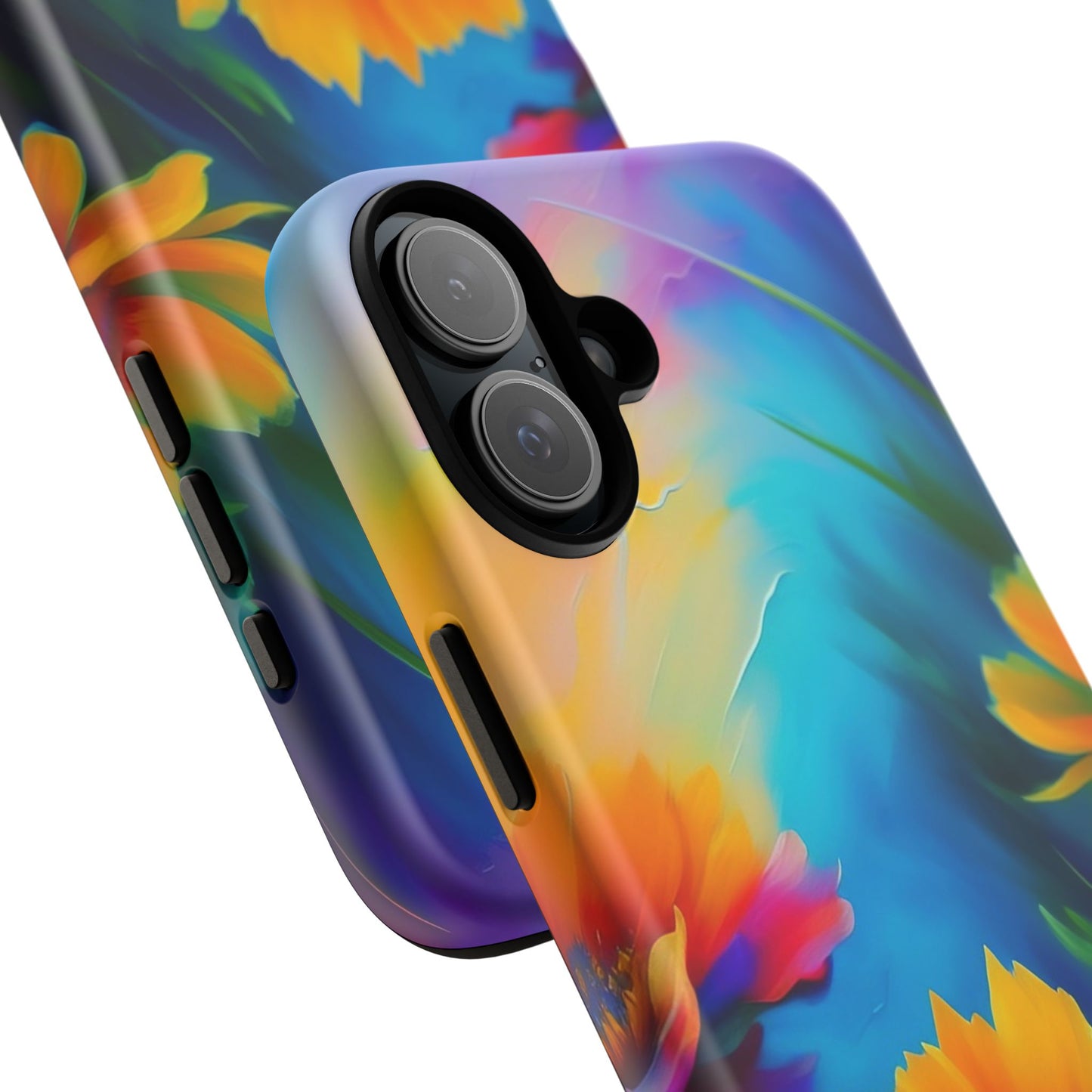 Floral Sunset Tough Phone Case — Vibrant Watercolor Flowers Protective Cover