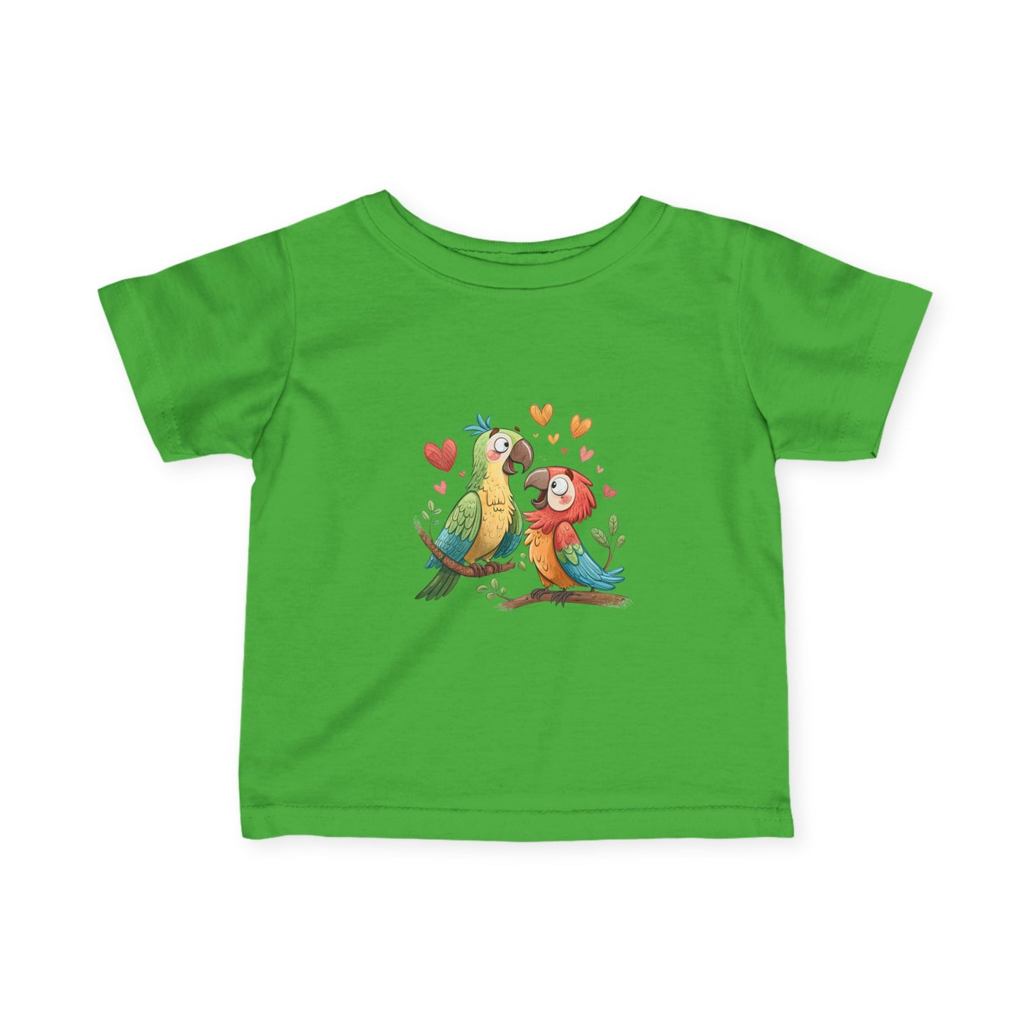 Infant Tee — Cute Pair of Parrots Baby Shirt (Hearts & Love)