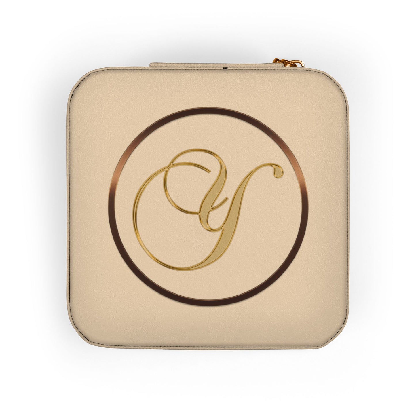Personalized Rose Gold Jewelry Travel Case Letter Y