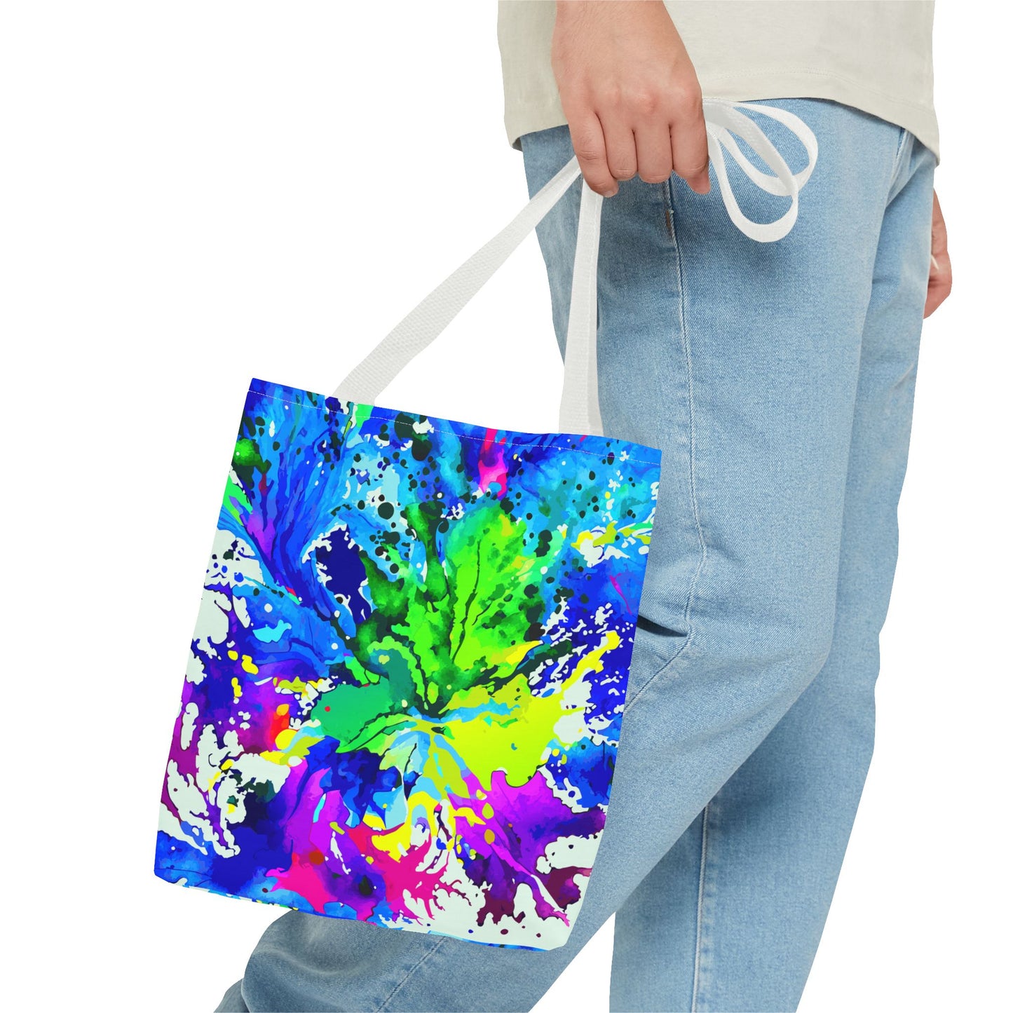 Vibrant Abstract Tote Bag Colorful Shopping Bag, Beach Tote