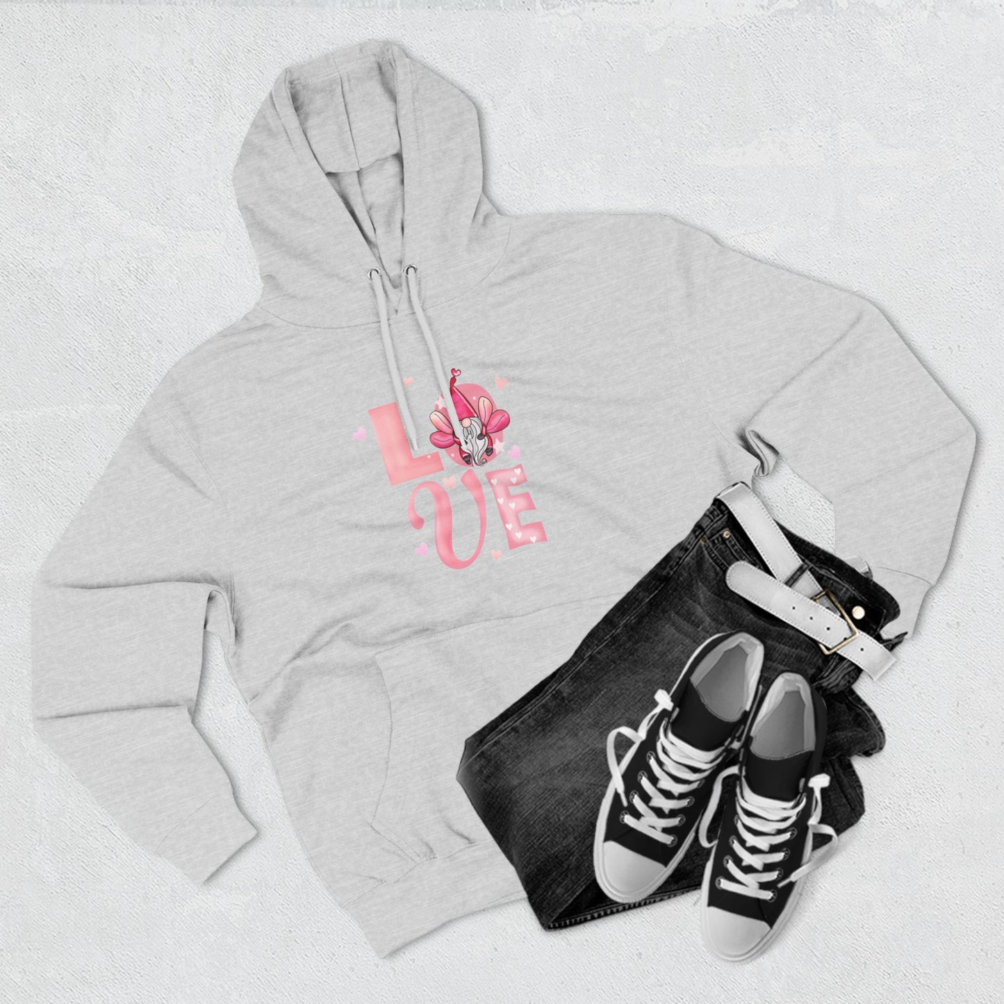 Love Blossom Hoodie — Pink Floral "LOVE" Graphic Fleece Hoodie