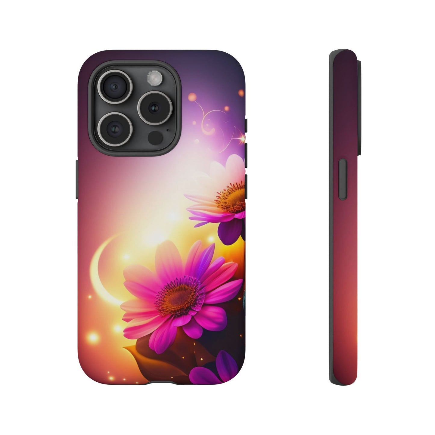 Floral Moonlight Phone Case – Purple Daisy Protective Cover