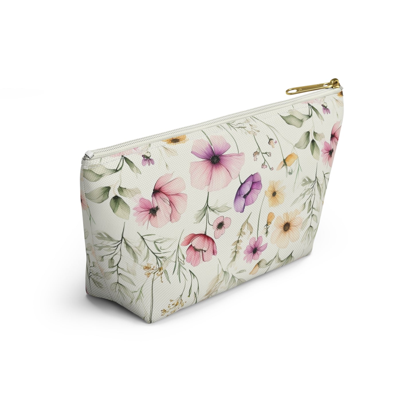 Floral Spring Makeup Pouch — Watercolor Wildflower Accessory Bag