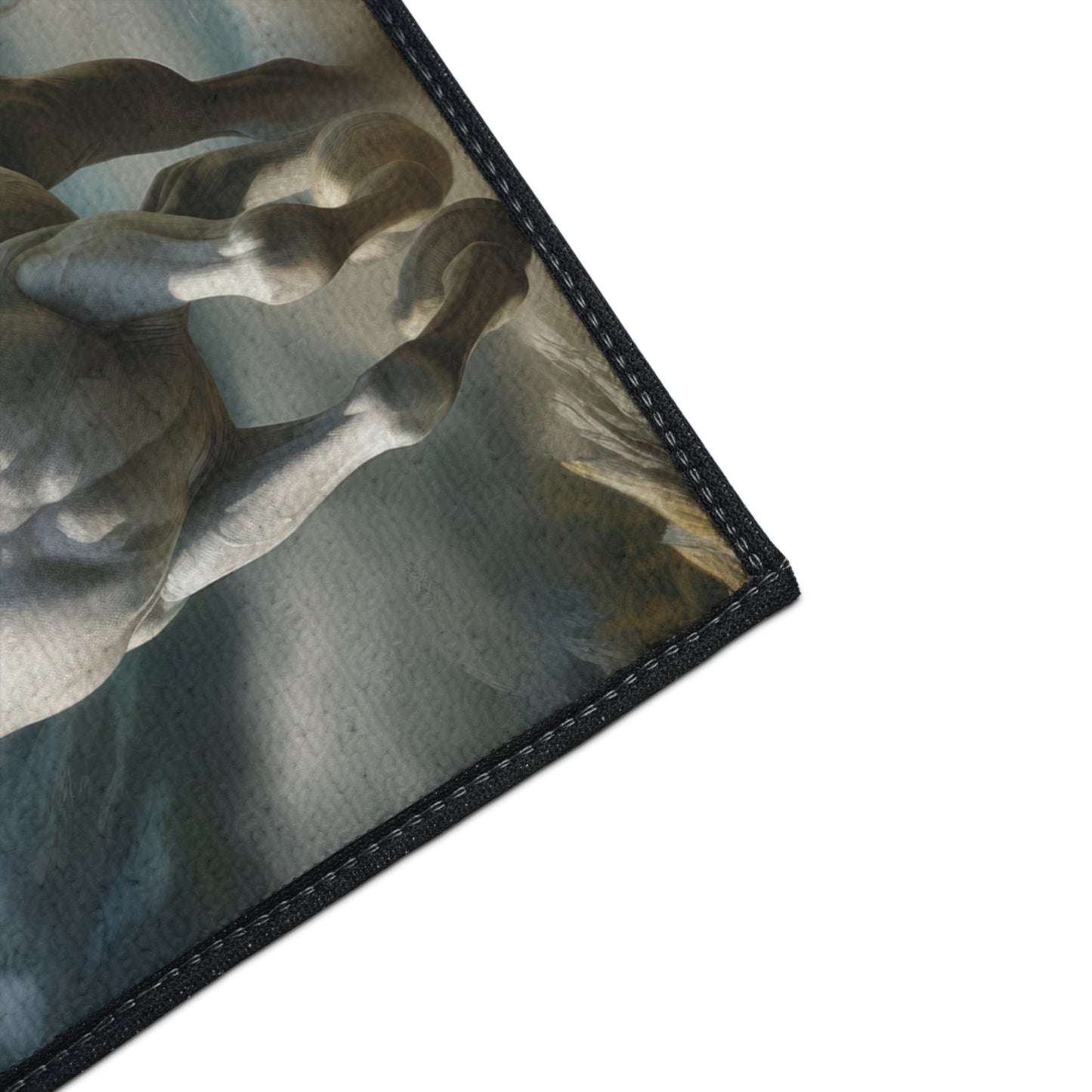 Majestic White Horse Heavy-Duty Floor Mat — Running Stallion Rug for Entryway & Stable