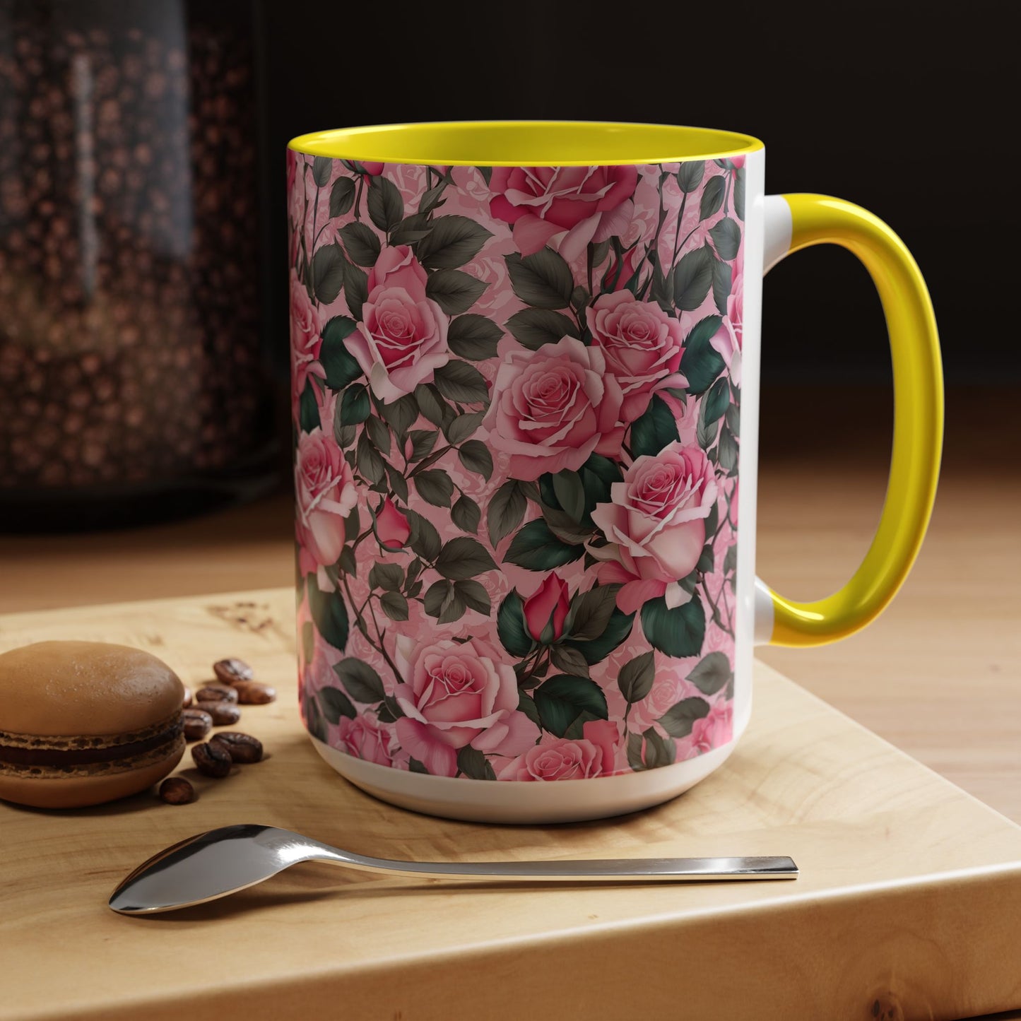 Floral Accent Coffee Mug, Pink Rose Mug, Gift for Her, Tea Cup, Mother's Day Present, Home Decor, Kitchen Essentials