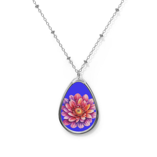 Floral Oval Necklace - Boho Jewelry Gift