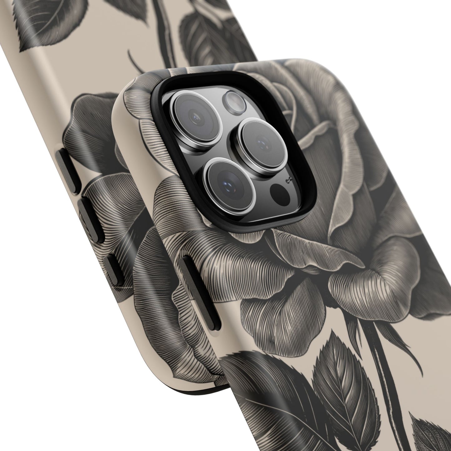 Black Rose Phone Case, Tough Cases with Floral Design, Elegant Tech Accessory, Gift for Flower Lovers, Stylish Protection