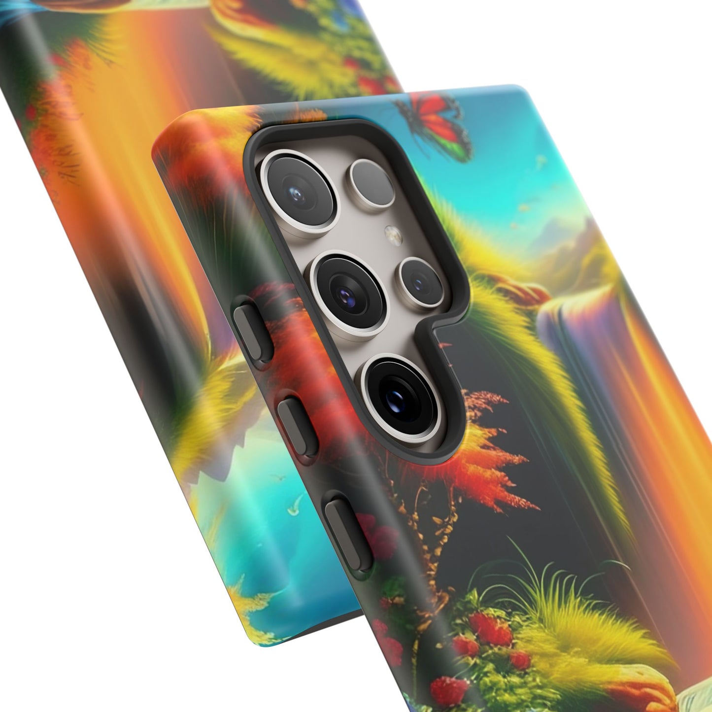 Phone Case - Vibrant Waterfall Landscape with Butterfly | Colorful Nature Protective Case