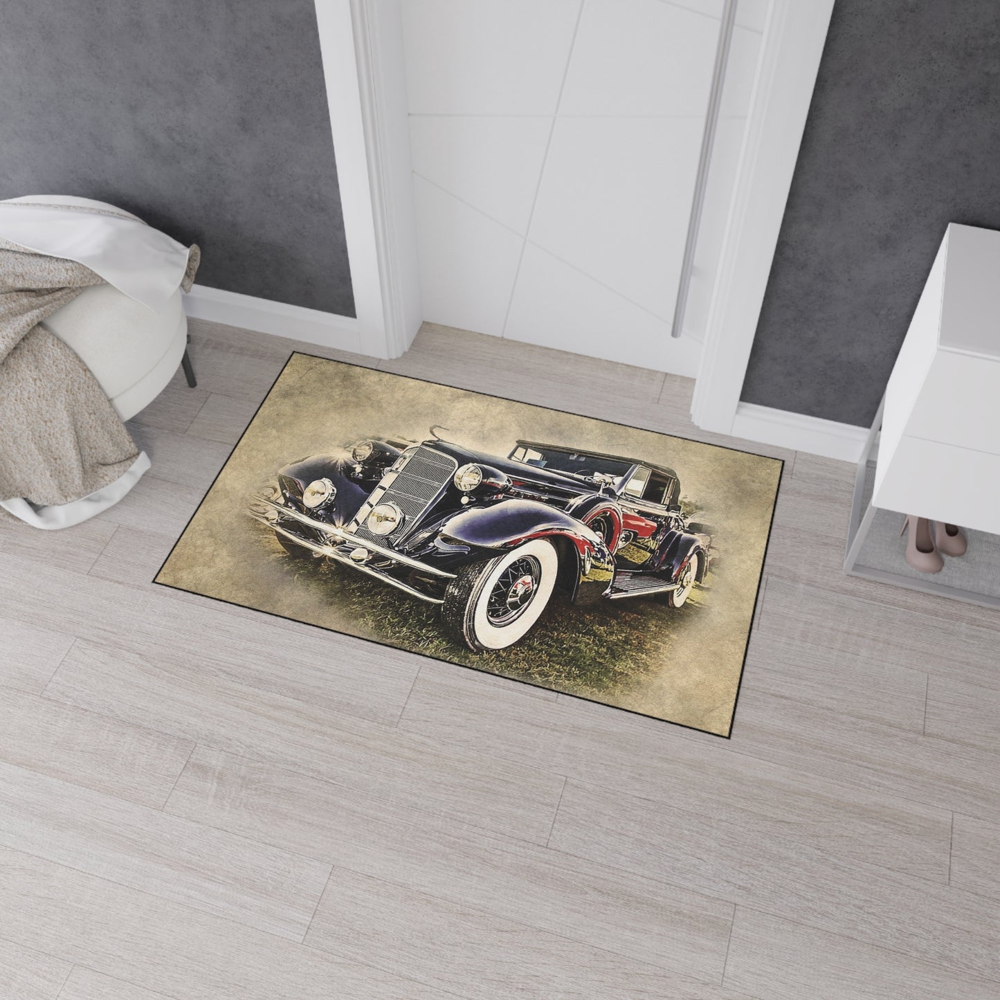 Vintage Classic Car Floor Mat — Retro Antique Auto Garage Rug