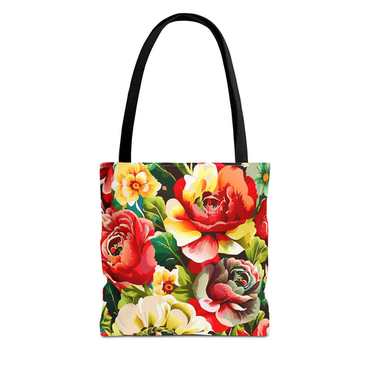 Floral Print Tote Bag - Colorful Reusable Shopping Bag Picnic Essential